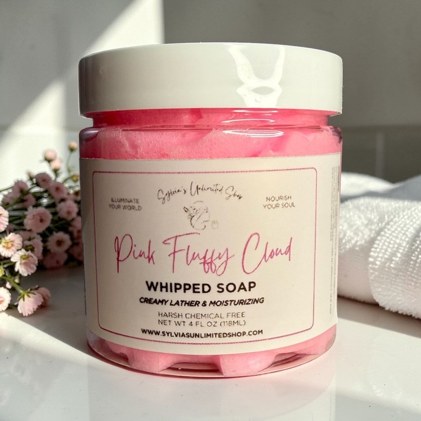 4oz. Pink Fluffy Cloud Whipped Soap