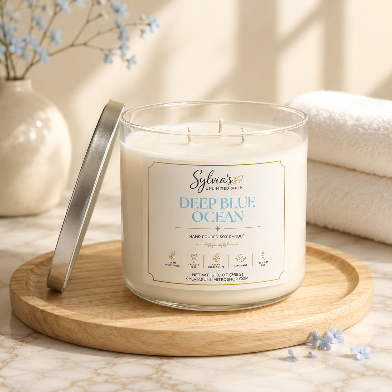 Deep Blue Ocean Soy Candle