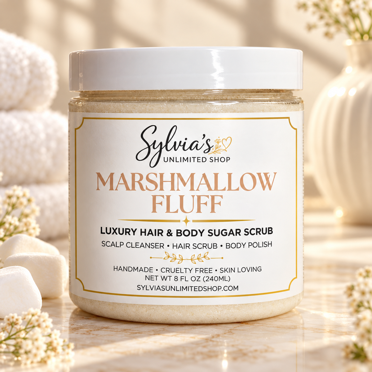 8oz. Marshmallow Fluff Hair & Body Sugar Scrub