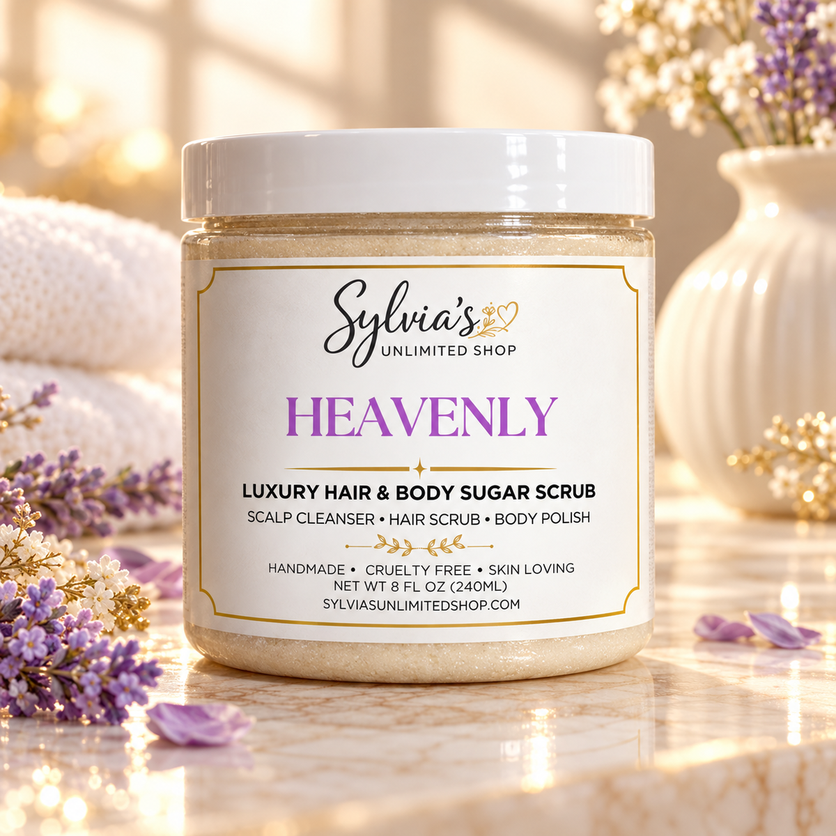 8oz. Heavenly Hair & Body Sugar Scrub