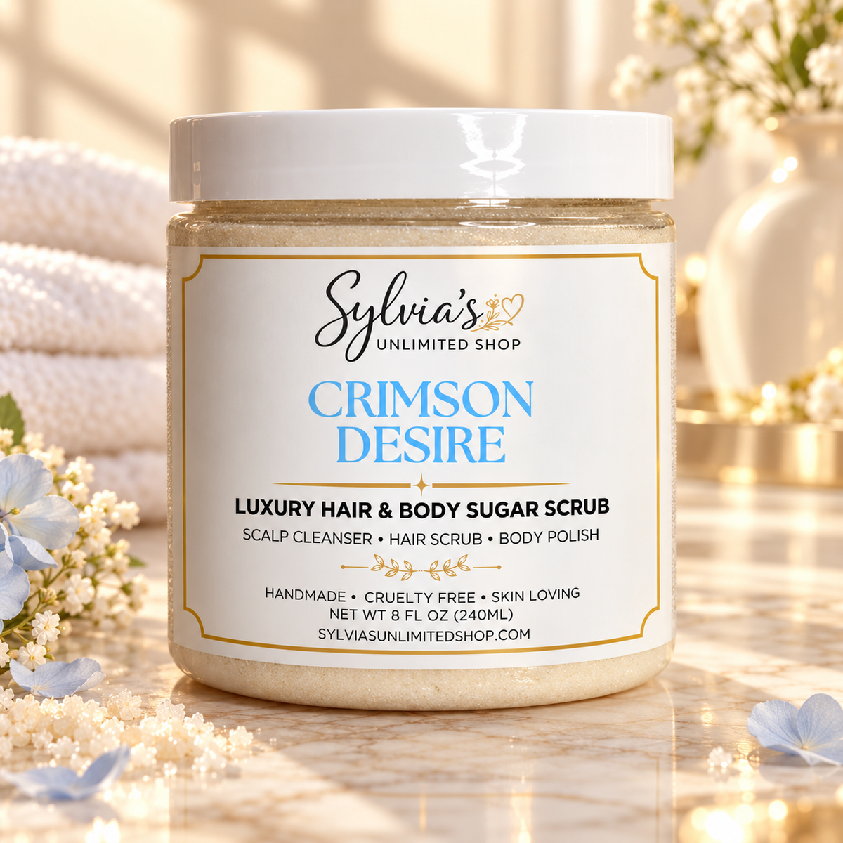8oz. Crimson Desire Men's Hair & Body Sugar Scrub