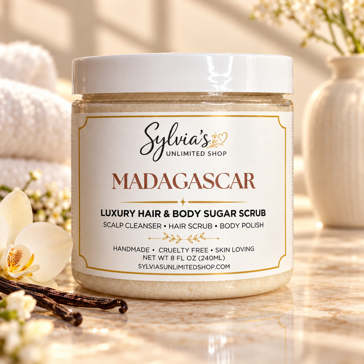 8oz. Madagascar Hair & Body Sugar Scrub
