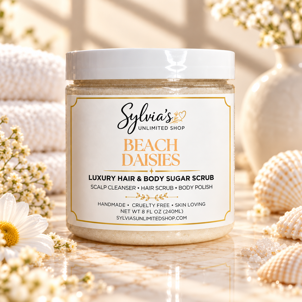 8oz. Beach Daisies Hair & Body Sugar Scrub