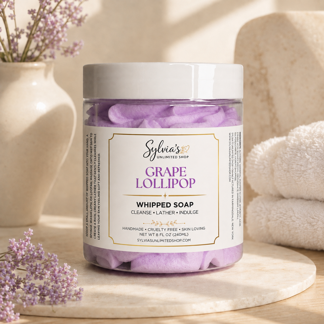 8oz. Grape Lollipop Whipped Soap