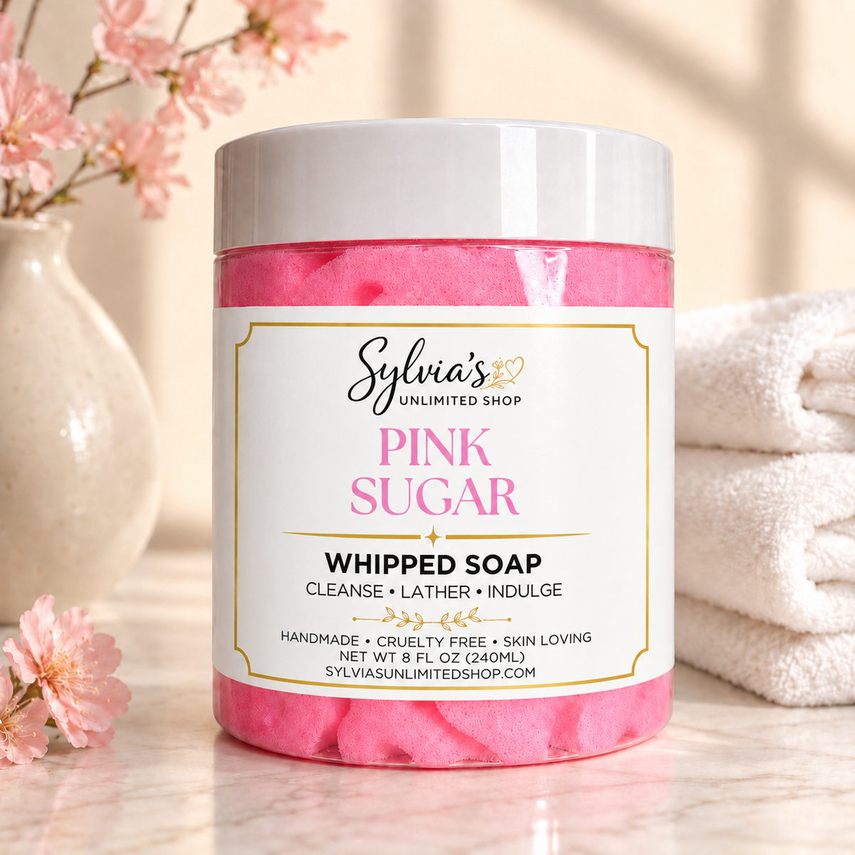 8oz. Pink Sugar Whipped Soap