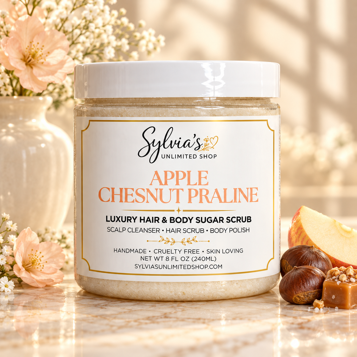 Apple Chestnut Praline Hair & Body Sugar Scrub