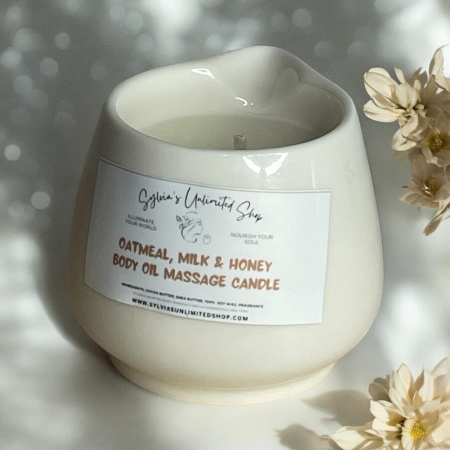 Small Oatmeal, Milk & Honey Body Oil Massage Candle