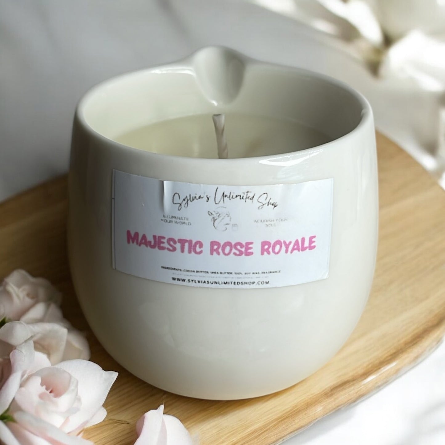 Large Majestic Rose Royale Body Oil Massage Candle