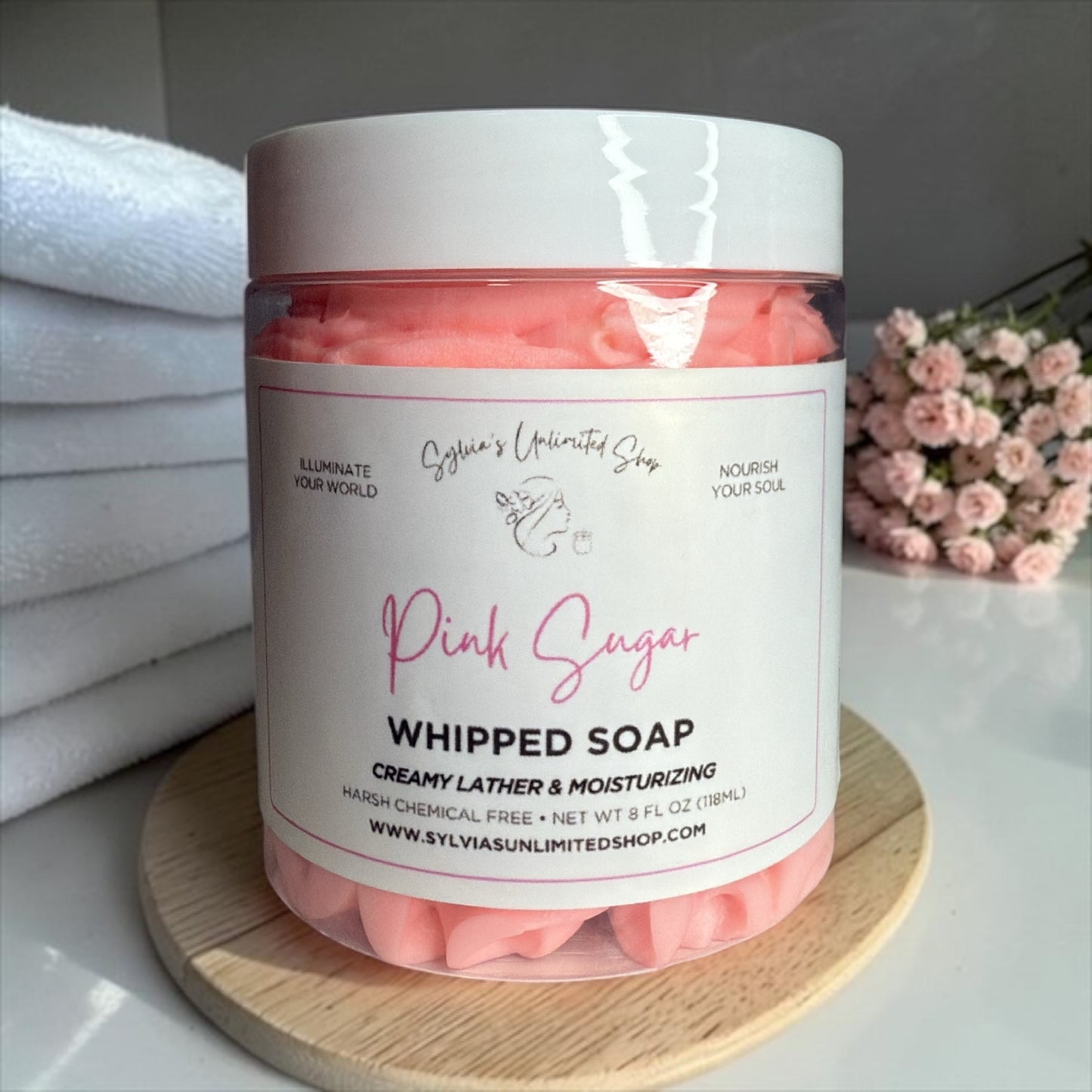 8oz. Pink Sugar Whipped Soap