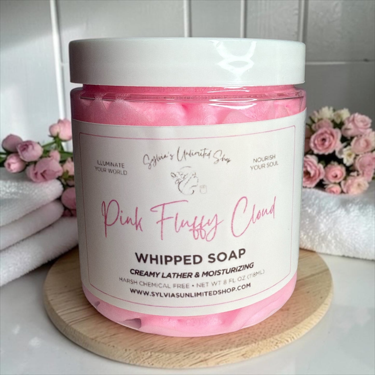 8oz.Pink Fluffy Cloud Whipped Soap