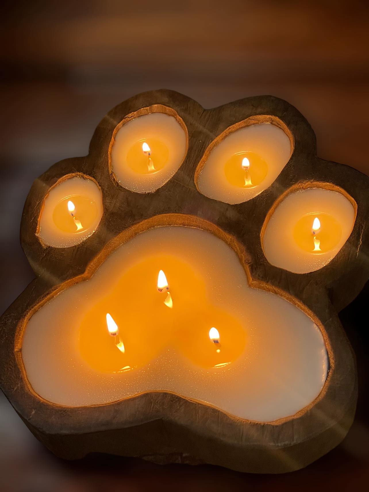 Wooden Dough Bowl Candles