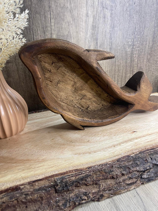Dolphin Wooden Dough Bowl Soy Candle