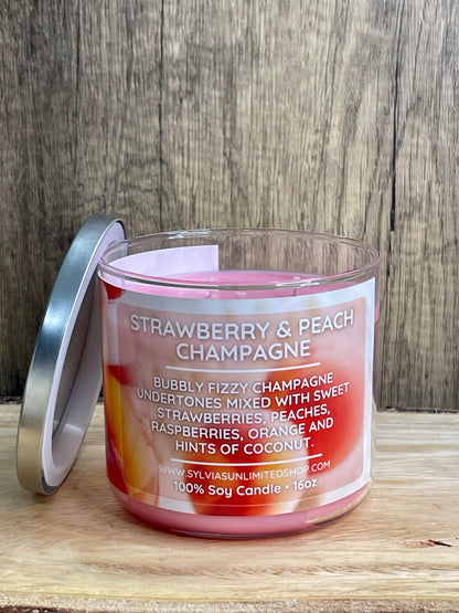 Strawberry & Peach Champagne Soy Candle