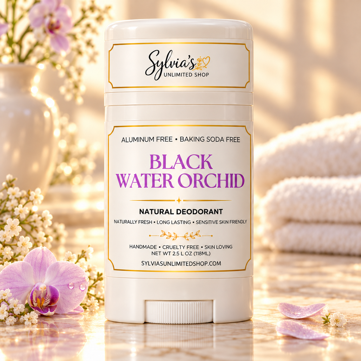 2.5oz. Black Water Orchid Natural Deodorant
