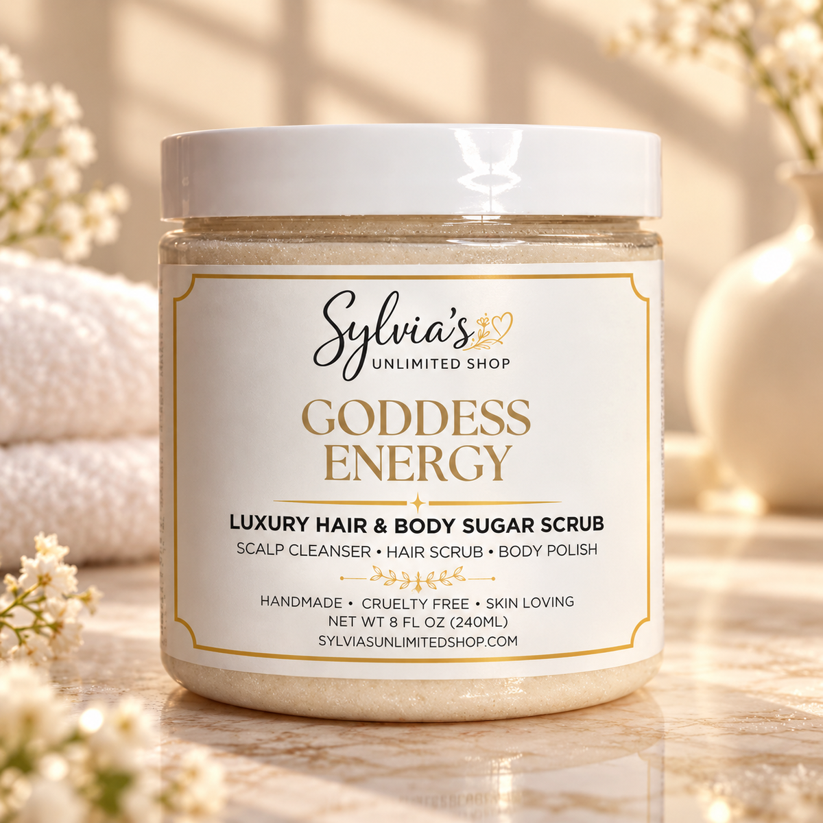 8oz. Goddess Energy Hair & Body Sugar Scrub
