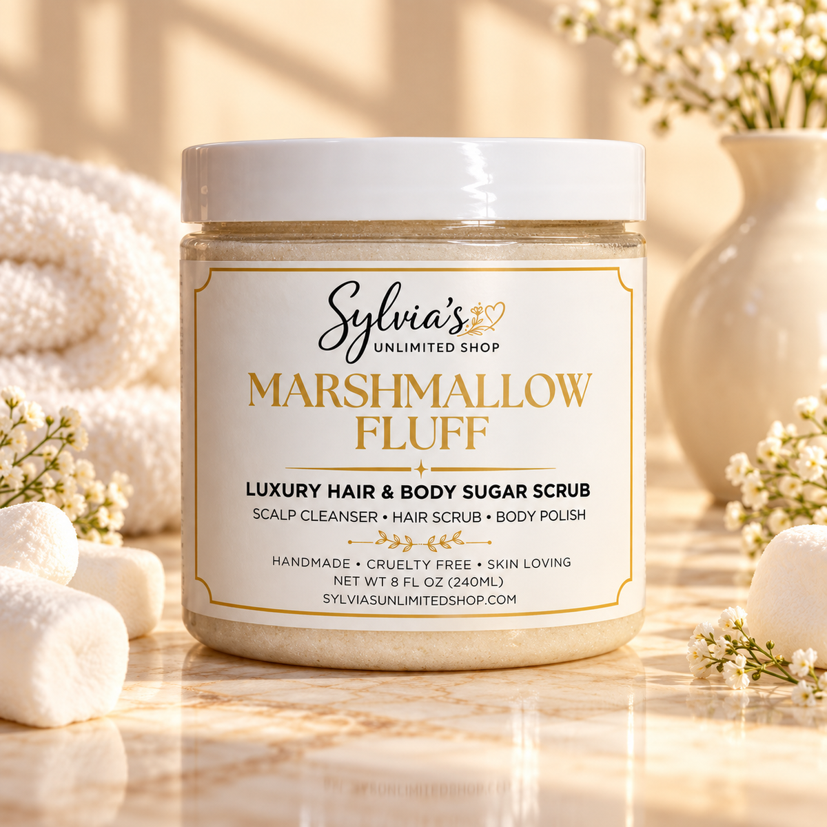 8oz. Marshmallow Fluff Hair & Body Sugar Scrub