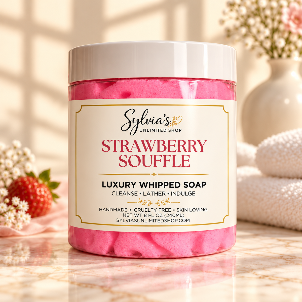 8oz. Strawberry Souffle Whipped Soap
