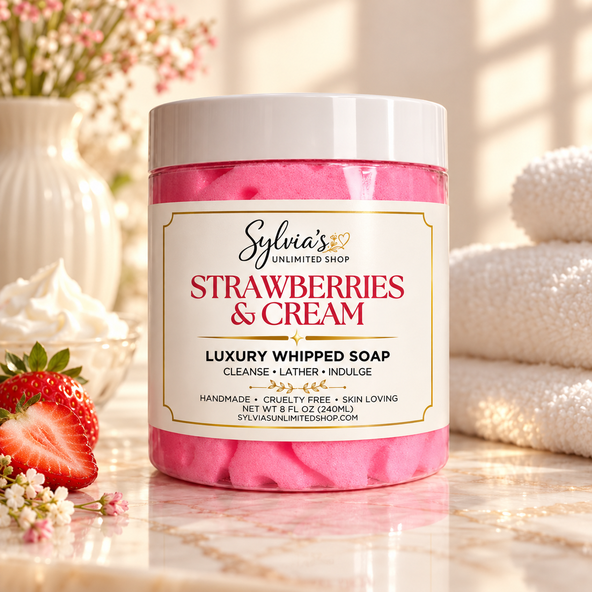 8oz. Strawberries & Cream Whipped Soap