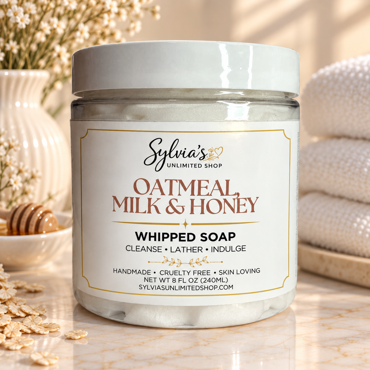 8oz. Oatmeal, Milk & Honey Whipped Soap