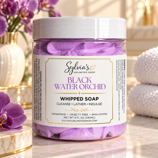 8oz. Black Water Orchid Whipped Soap
