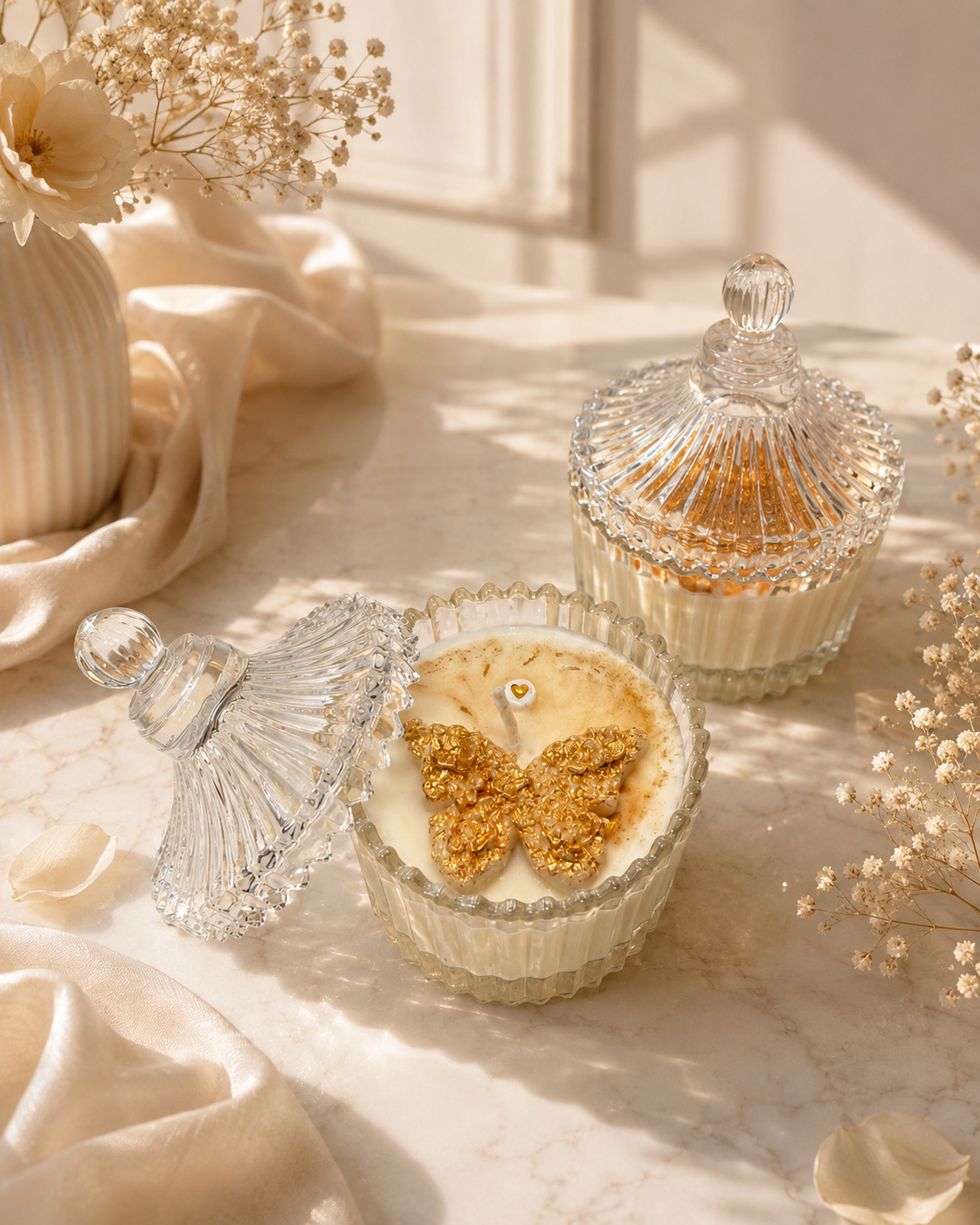 Gold Butterfly Candle