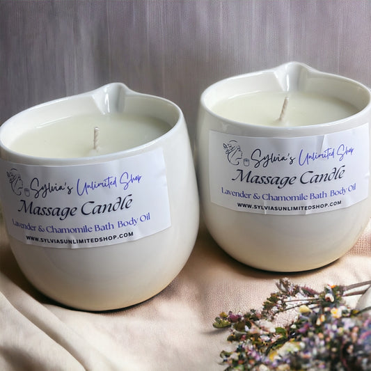 Large Lavender & Chamomile Body Oil Massage Candle