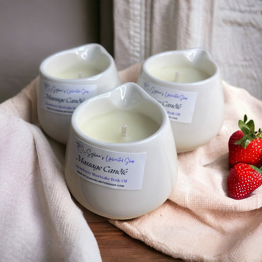Small Strawberry Shortcake Body Oil Massage Candle