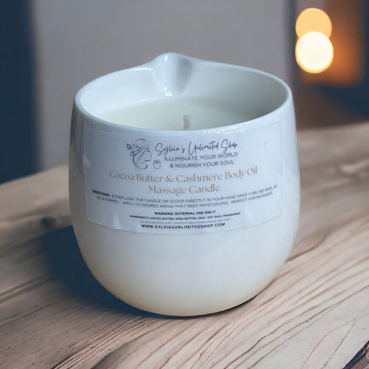 Large Cocoa Butter & Cashmere Body Oil Massage Candle