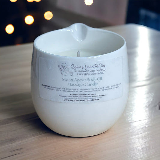 Large Sweet Agave Body Oil Massage Candle