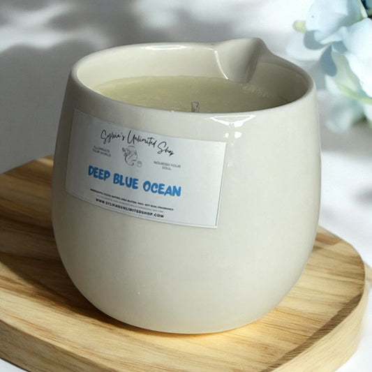 Large Deep Blue Ocean Body Oil Massage Candle