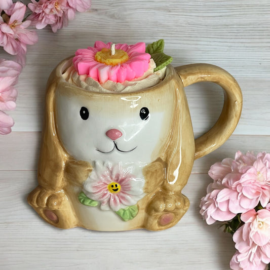 Daisy Bunny Flower Decorated Candle