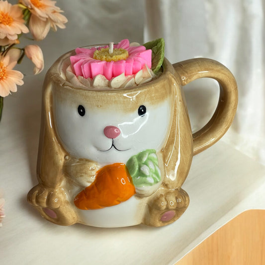 Daisy Bunny Carrot Decorated Candle