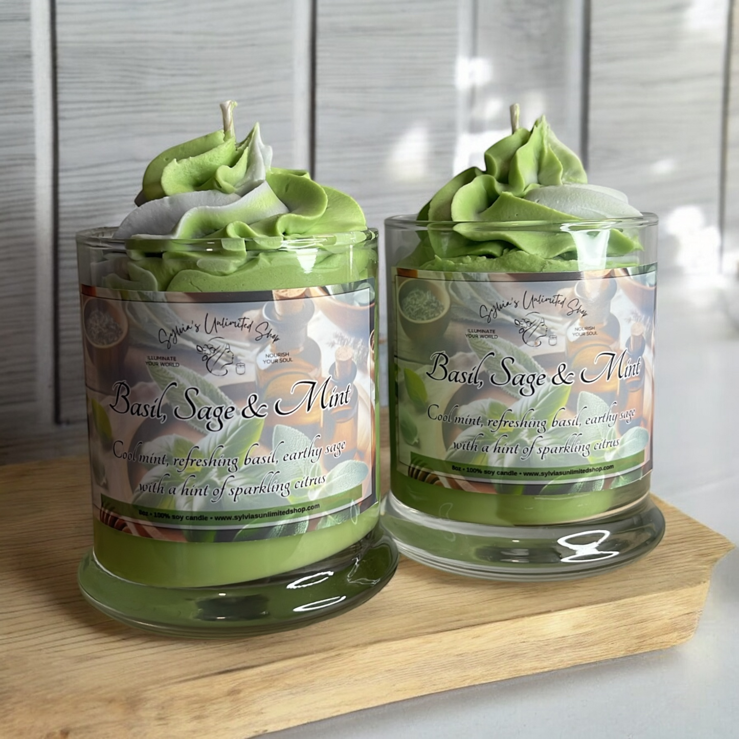 Basil, Sage & Mint 100% Soy Dessert Candle