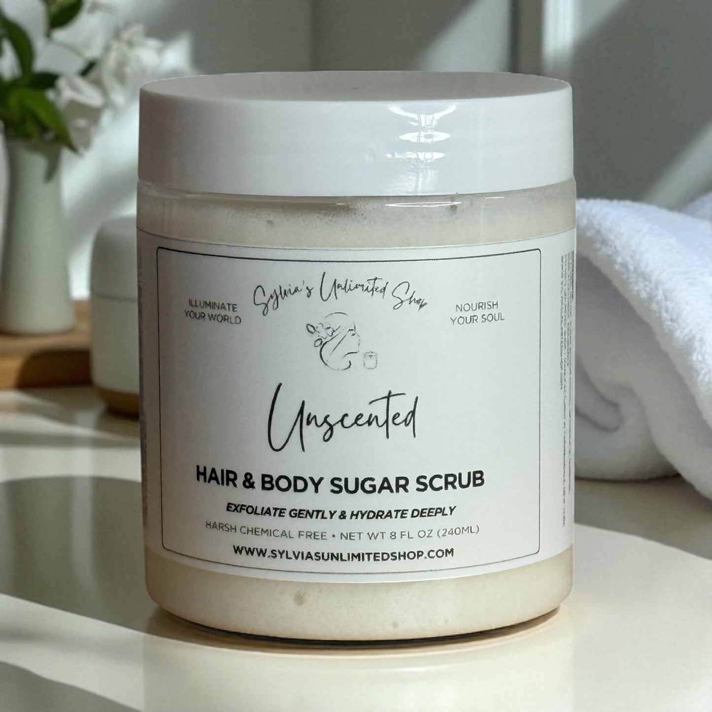 Unscented Hair & Body Sugar Scrub