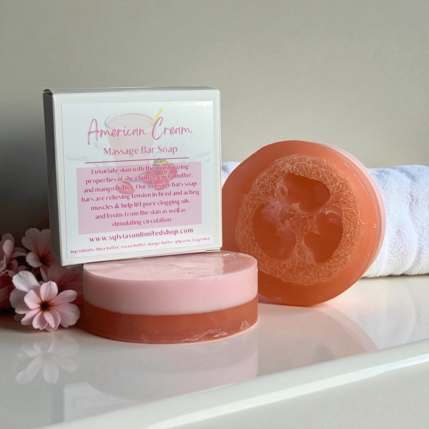 American Cream Loofa Soap Bar