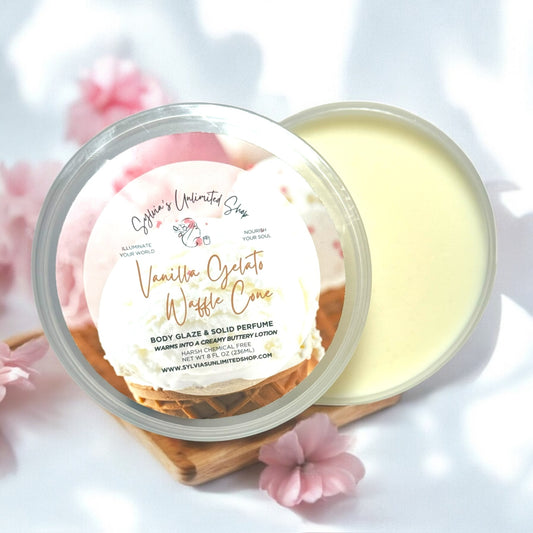 8oz. Vanilla Gelato Waffle Cone Body Glaze Tub