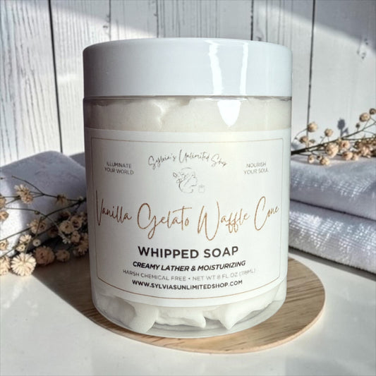 8oz. Vanilla Gelato Waffle Cone Whipped Soap
