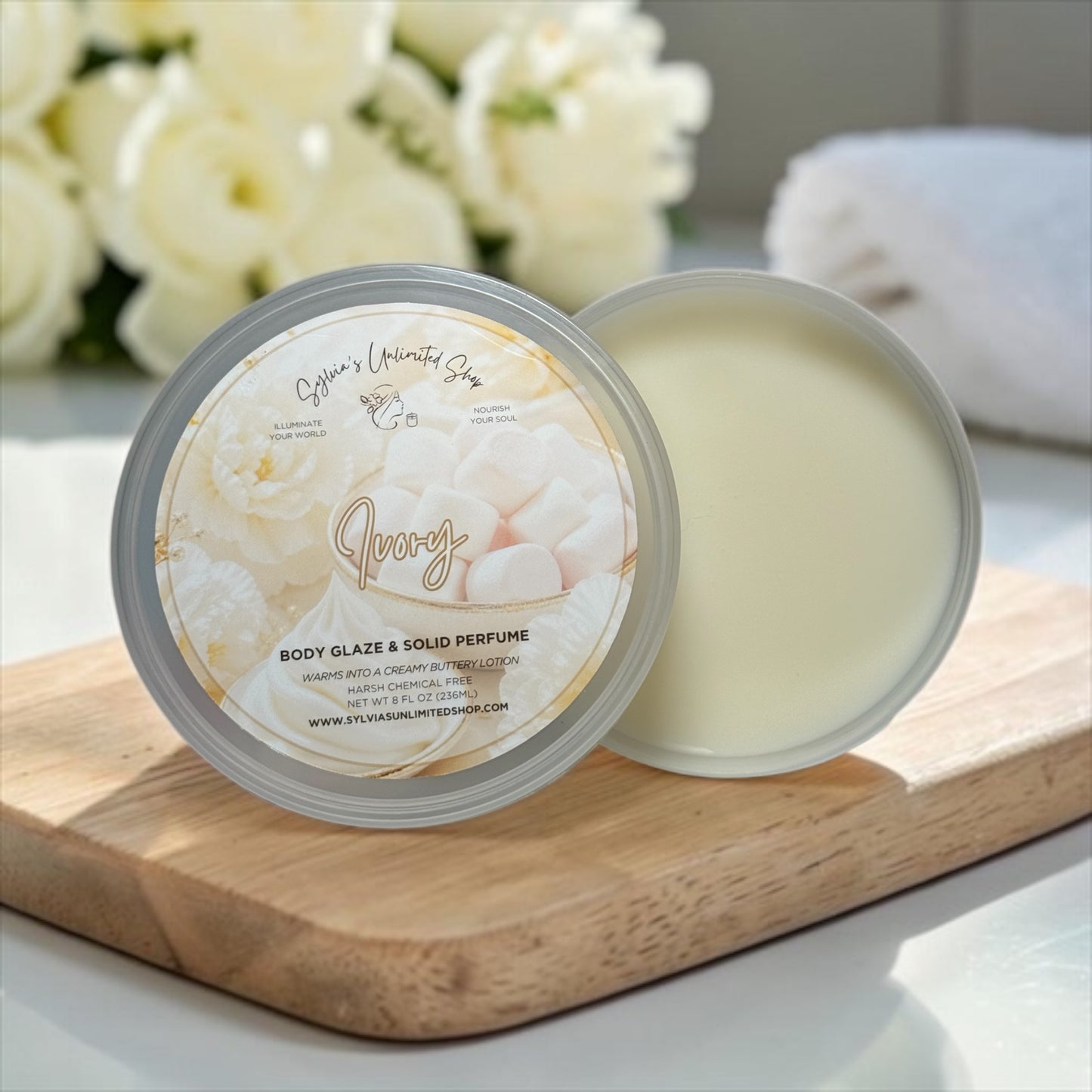 8oz. Ivory Body Glaze Tub