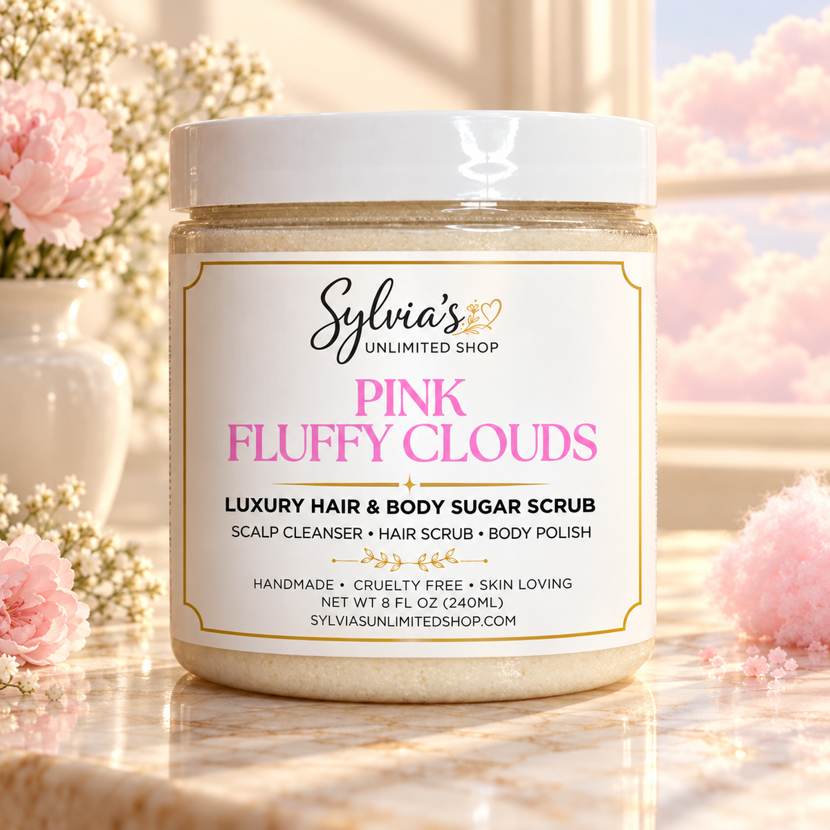 Pink Fluffy Clouds Hair & Body Sugar Scrub