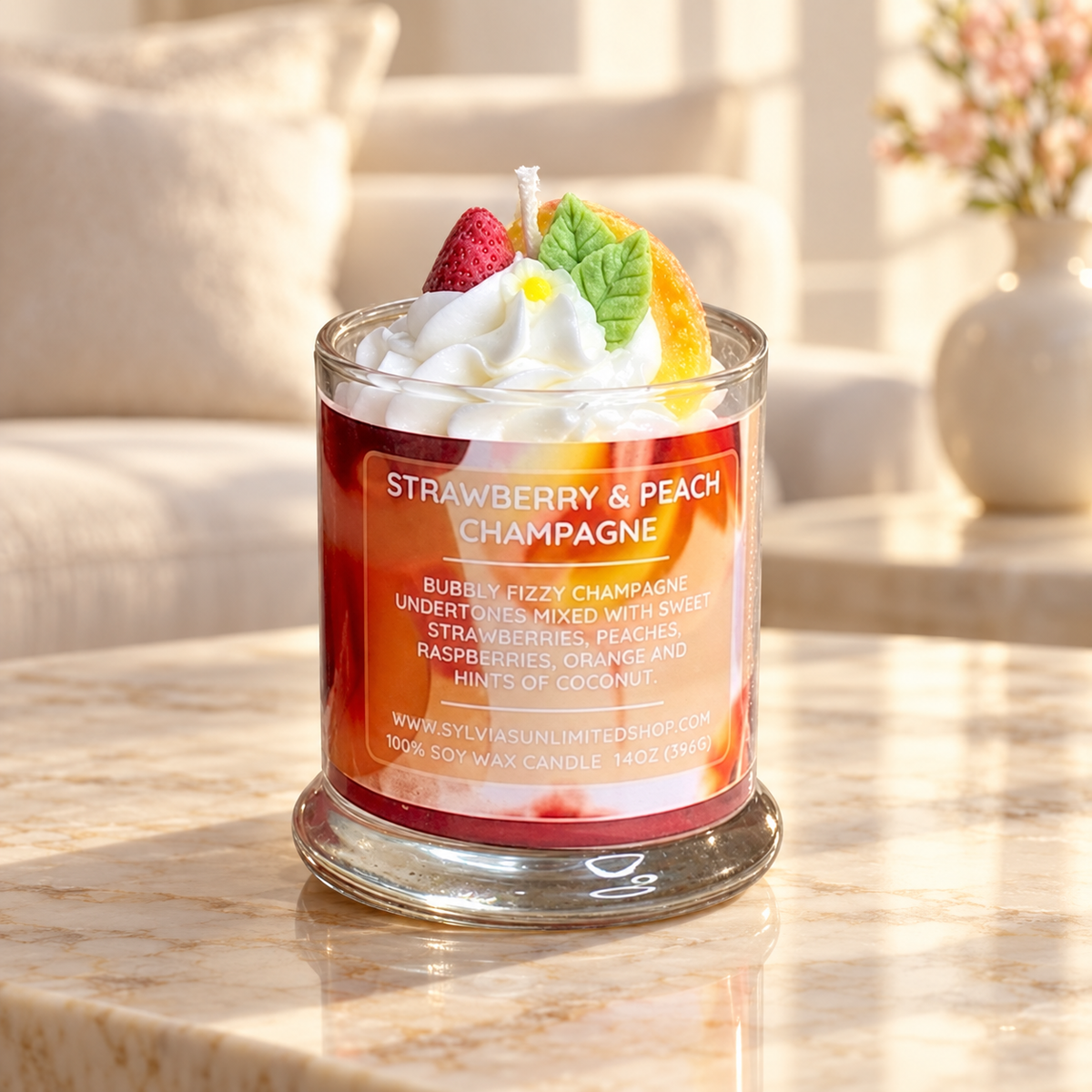 Strawberry & Peach Champange Soy Candle