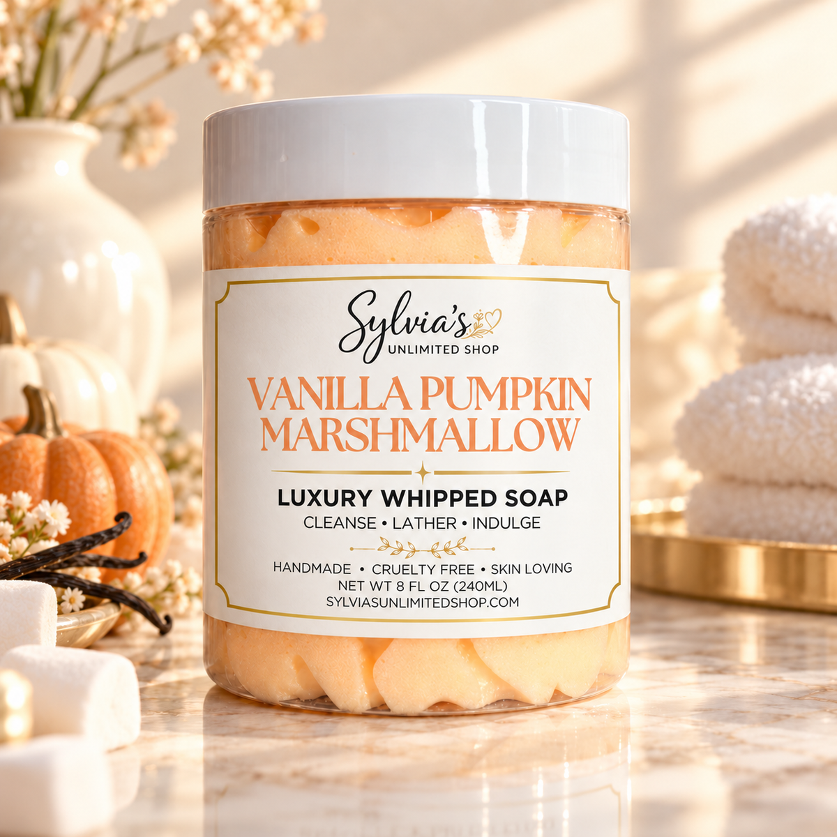 Vanilla Pumpkin Marshmallow Whipped Soap